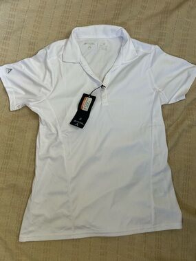 Antigua White Women's Polo with Branded Tag